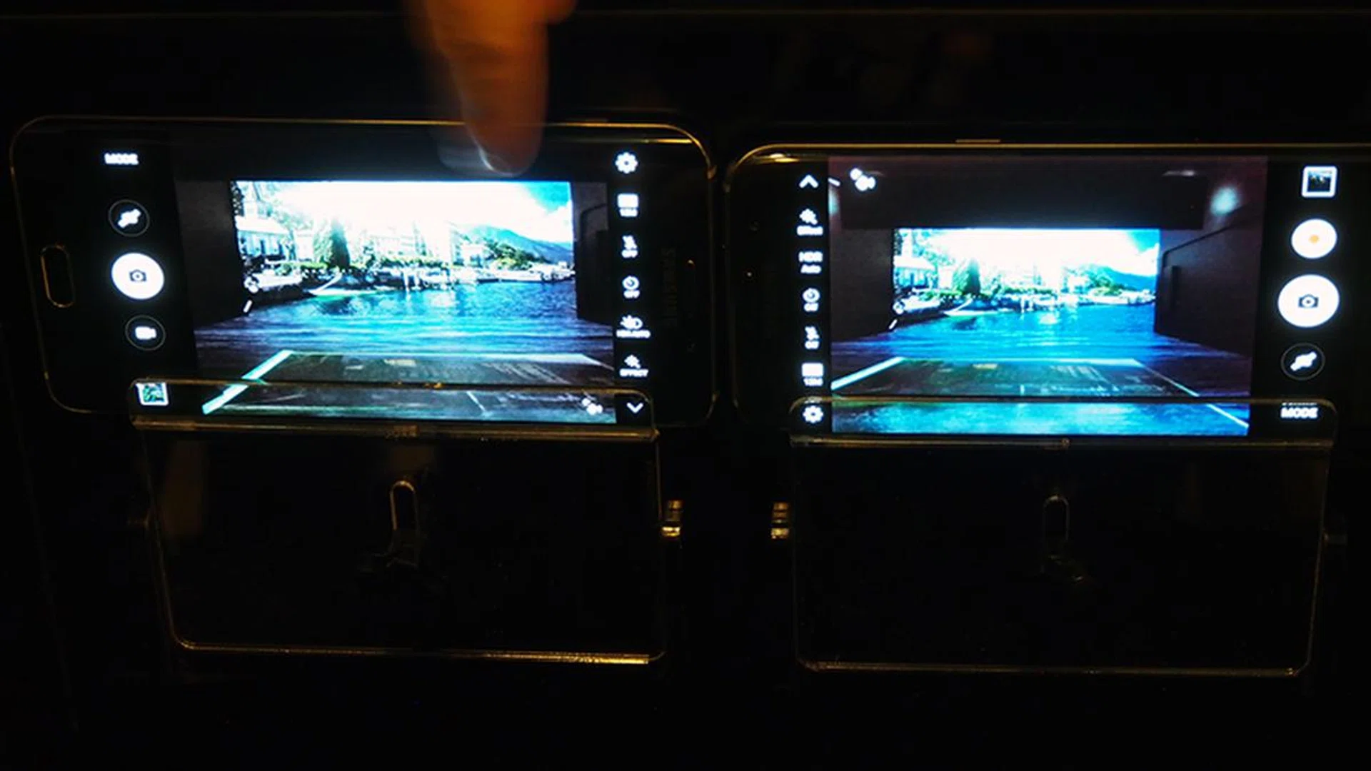 Samsung also demonstrated the new S7's capabilities under stimulated low-light conditions. The Galaxy S7 is on the right, while the S6 is on the left.