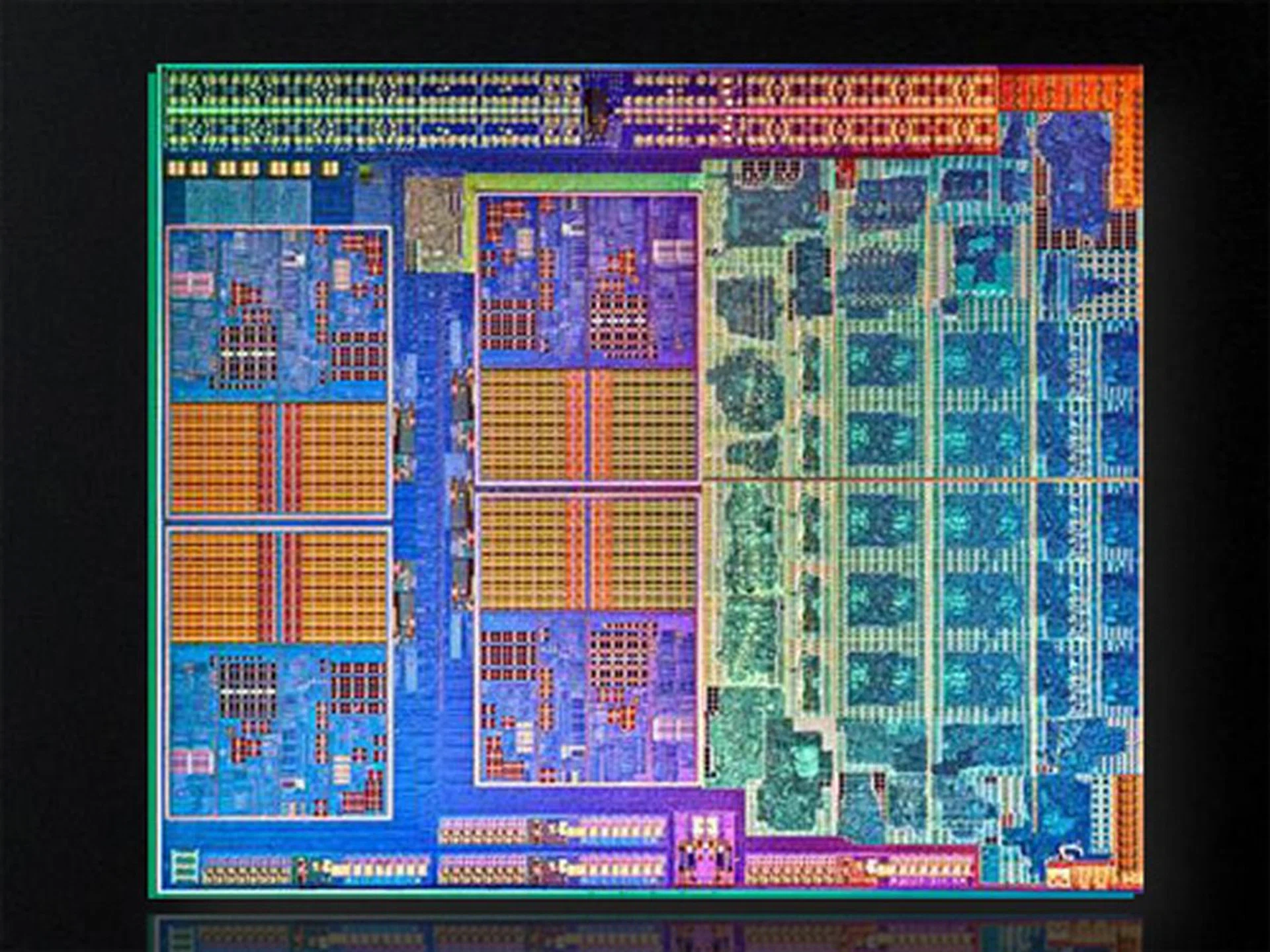 The new Llano chip which is based on their new 32nm process technology. There are a total of 1.45 billion transistors on this 228 square mm silicon die.