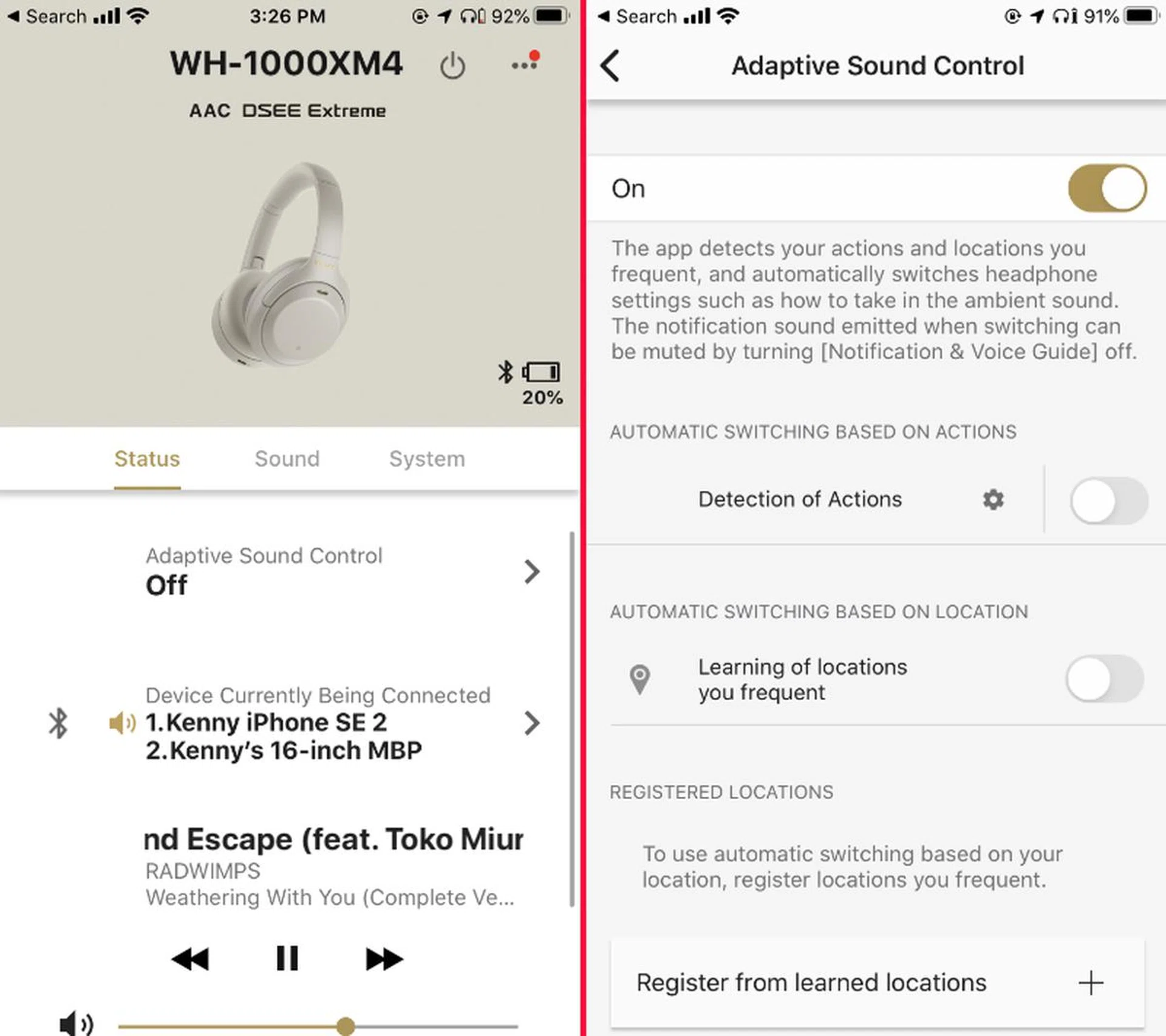 The Sony Headphone app lets you manage, control, and customise the WH-1000XM4.