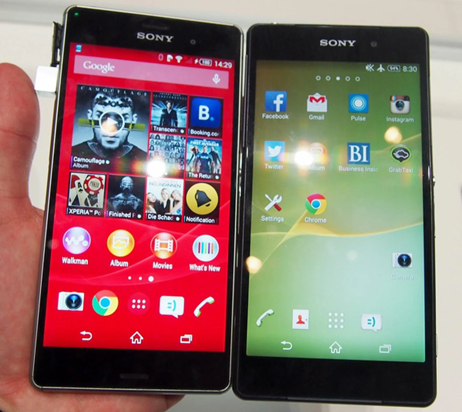 You can’t tell the difference between the Sony Xperia Z3 (left) and the Xperia Z2 (right) from the front, although the former sports slightly thinner bezels which is just 2mm thin.