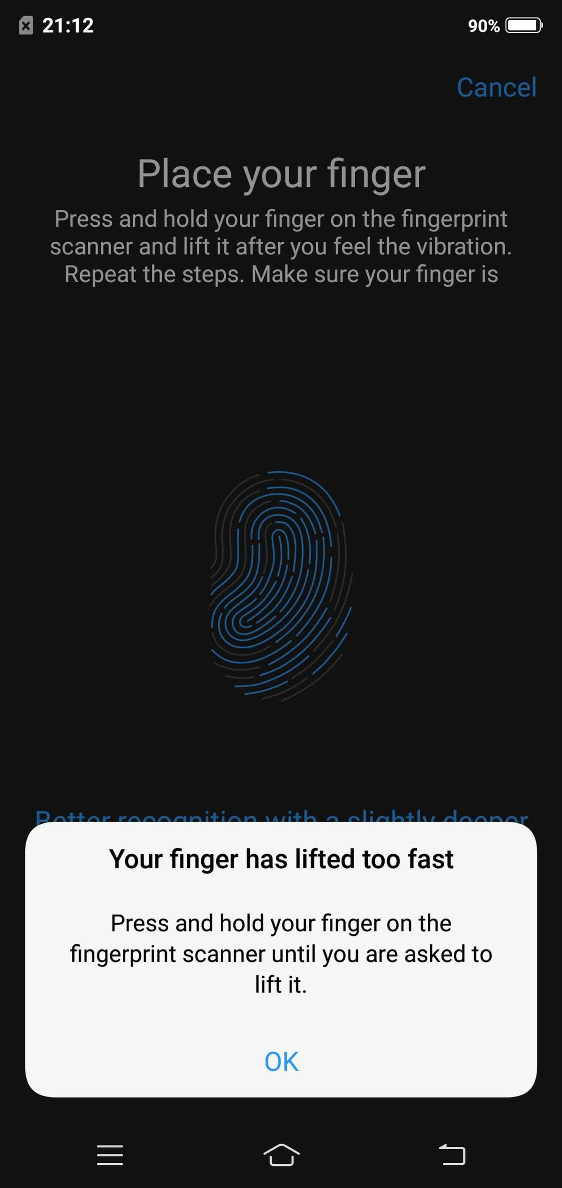 Make sure your finger is... what?