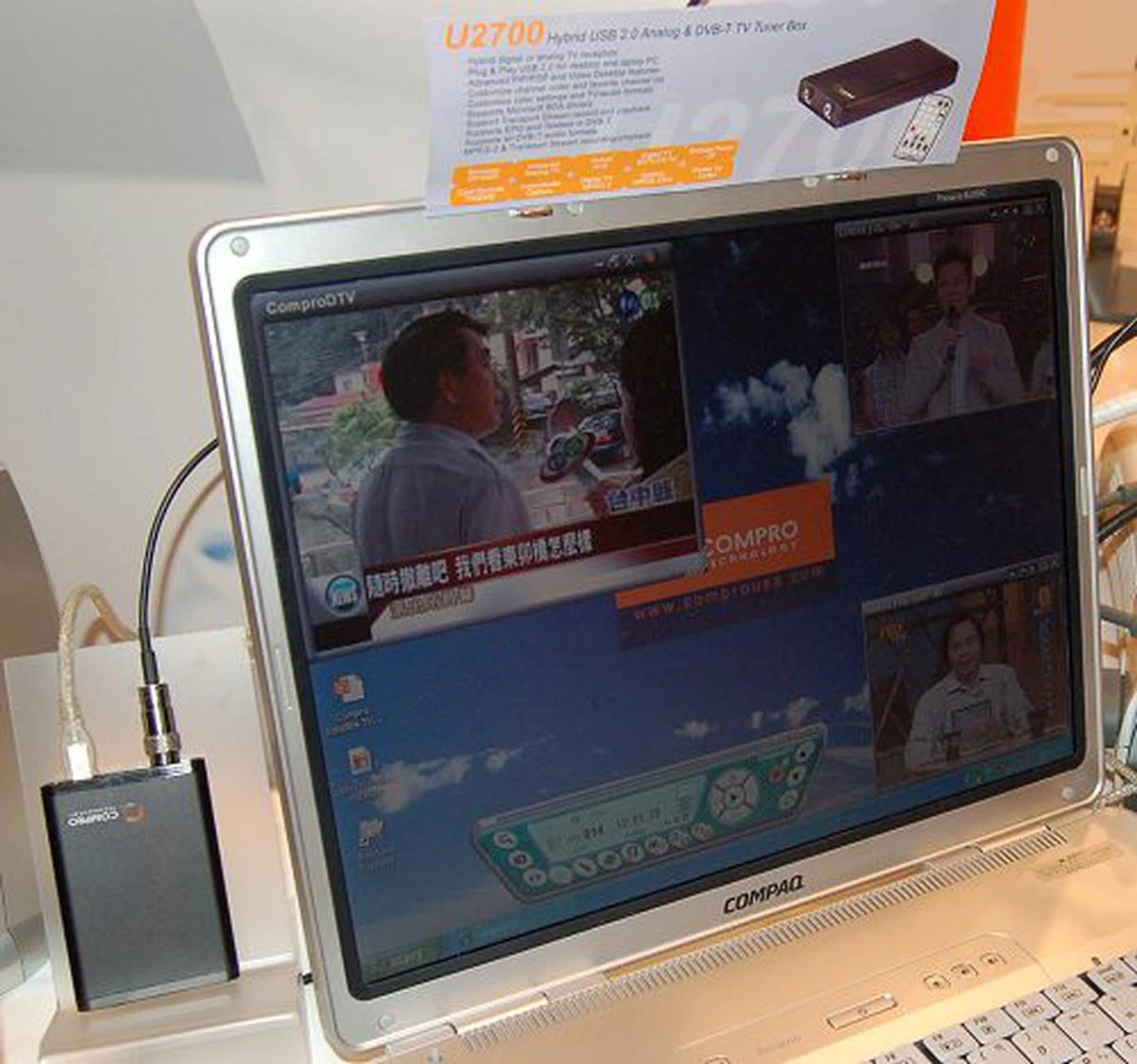 Simply plug in the U2700 hybrid USB 2.0 analog & DVB-T TV tuner box and instantly add analog or digital TV reception capability to your laptop or desktop PC. Advanced PIP/POP and video desktop playback, MPEG2 streaming/recording, and Teletext are some of the major functions it serves out as well.