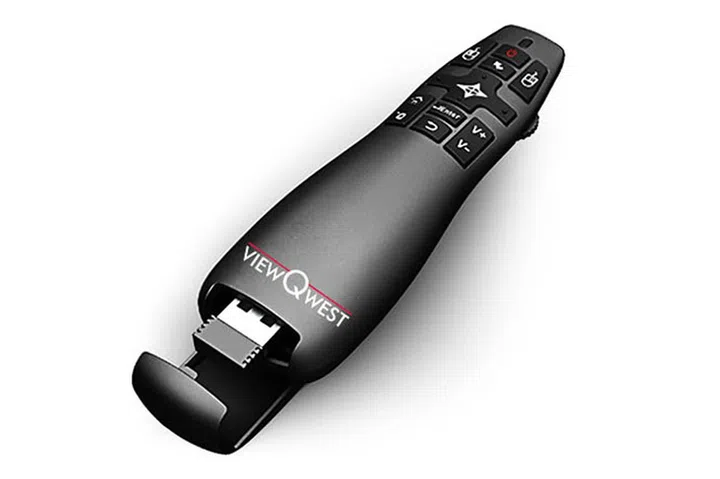 Navigating the UI is easier with this remote that has an "air mouse" feature. The box also comes with a regular TV-type remote that has more buttons for controlling the digital TV functions. (Image source: ViewQwest.)