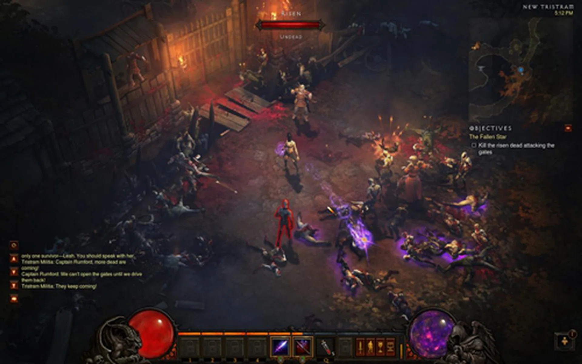 Continuing on to the zombie ambush outside the gates, which has loads of creatures attacking, lots of foliage and multiple lighting points.