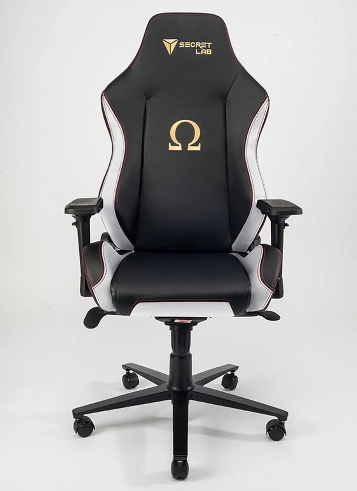 Shown here is the Classic Secretlab Omega. The white accents are where the carbon fiber-textured panels would be in the Stealth version. (Image Source: Secretlab)