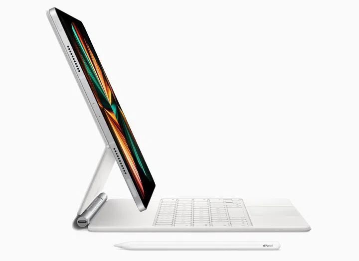 There's a new white Magic Keyboard for the iPad Pro to match your new silver iPad Pro. (Image source: Apple)
