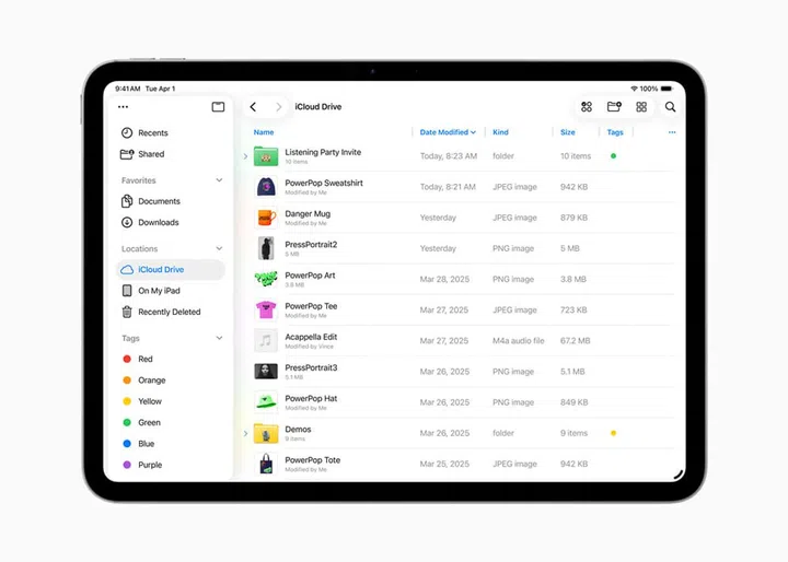 Resizable columns and new List view in Files app. Photo: Apple.