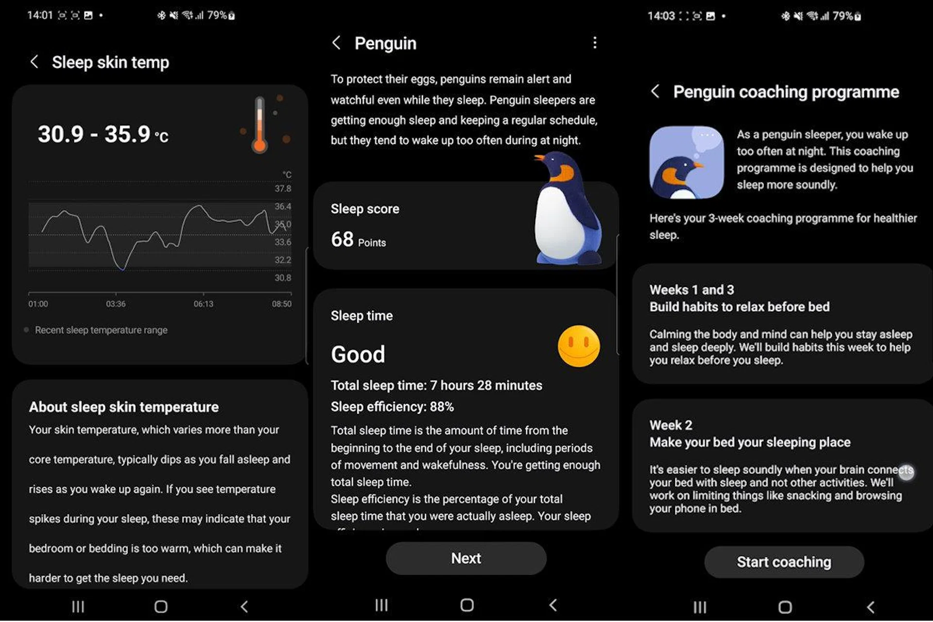 Working temperature sensor and new Sleep Avatars plus customised coaching.