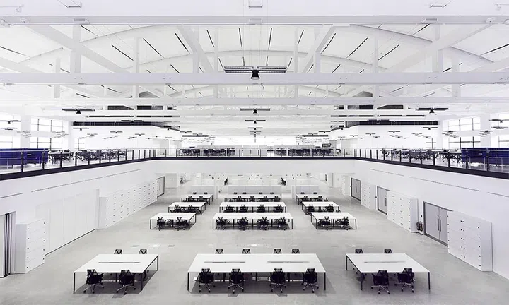 Inside the Dyson Hullavington Technology Campus in the United Kingdom. Image credit: Fred MacGregor.