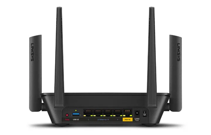 The MR9000x has four Gigabit Ethernet LAN ports and a single USB 3.0 port. (Image source: Linksys)