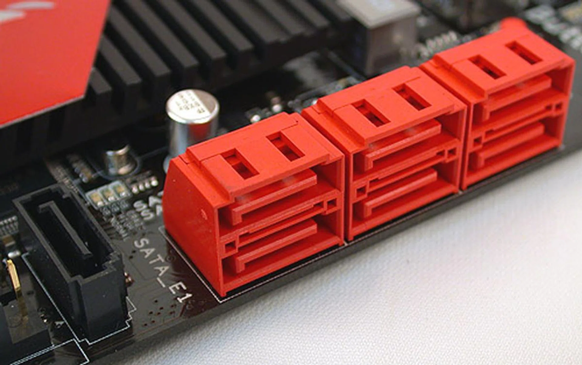 Six SATA 6Gbps ports aligned just the way we prefer. The black SATA port there is from the JMicron controller is only 3Gbps capable.