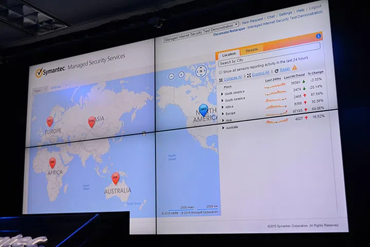 It's possible to zoom out and get an overview of the threats in different regions of the world.