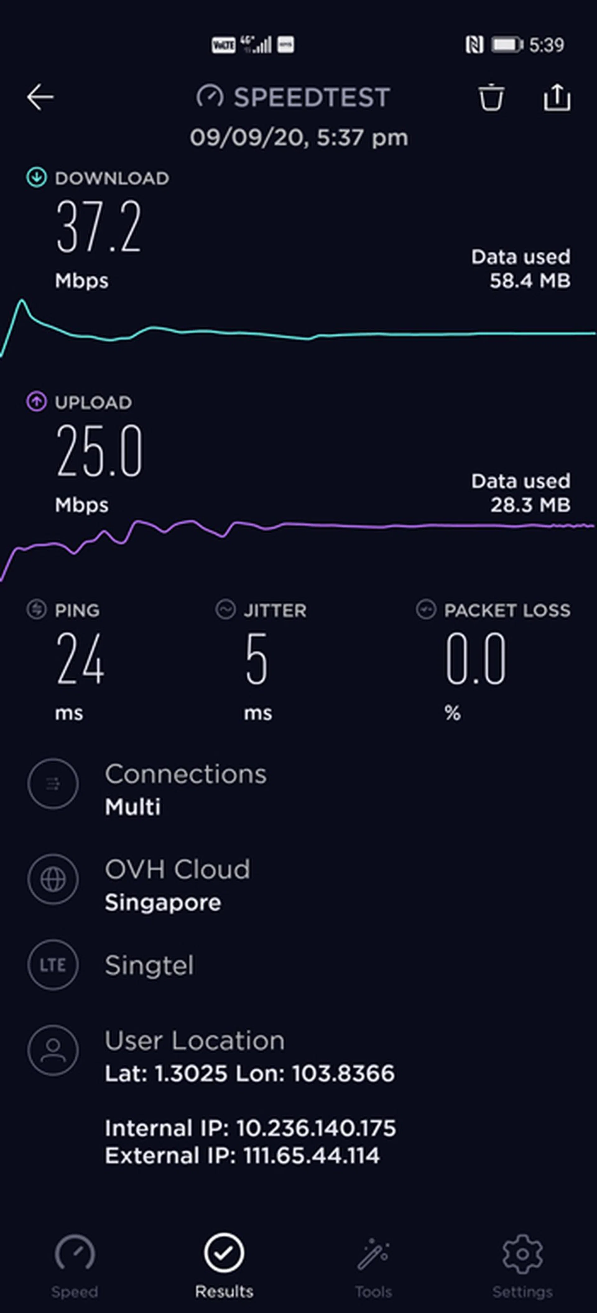 Singtel 4G Test 1.