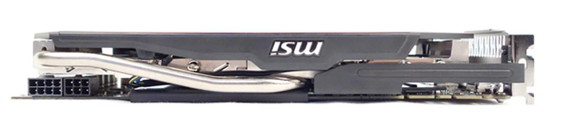 We can see the lone heatpipe from the top of the card.
