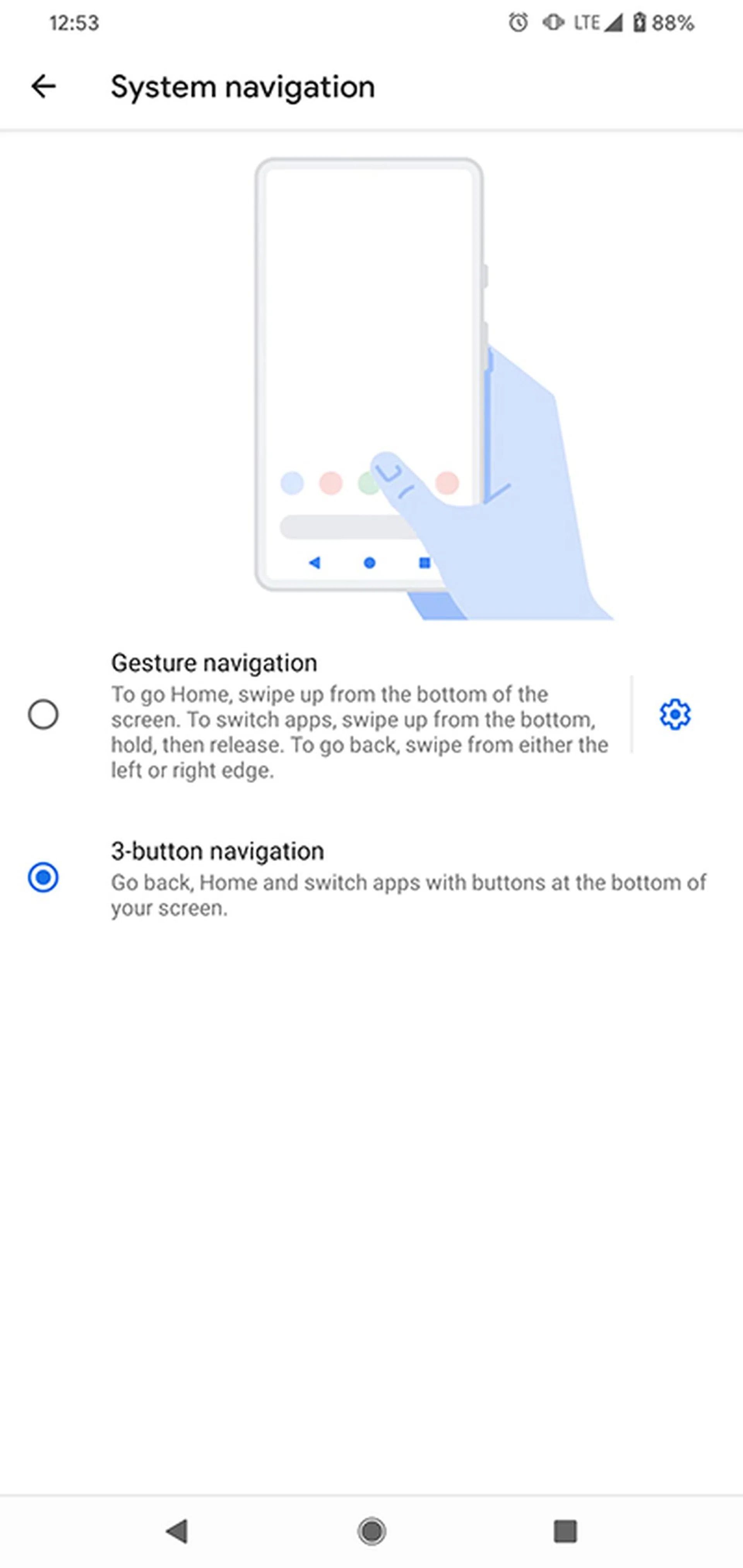 Google Pixel 4 navigation