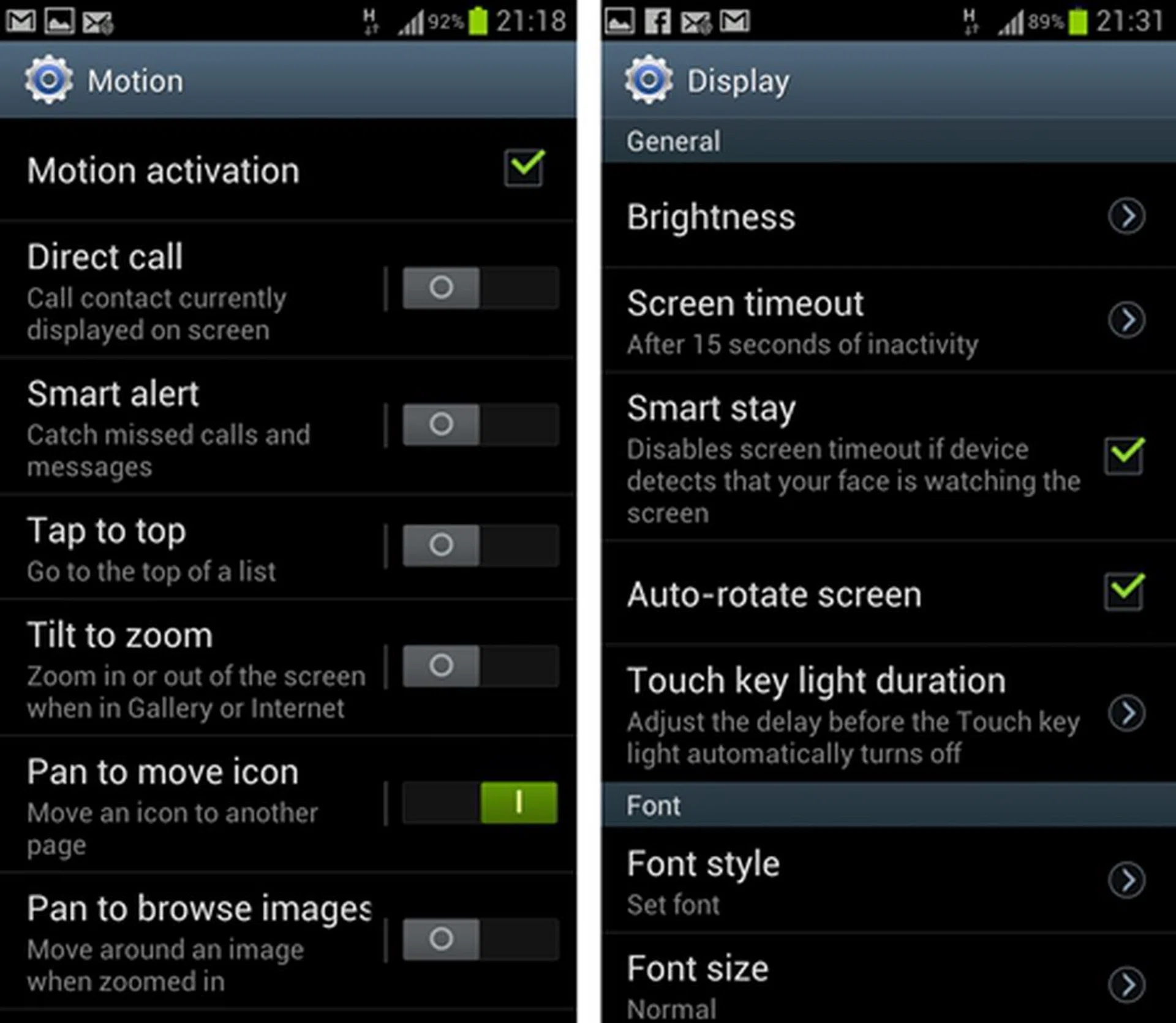 Some of these features have to be enabled before they can be used; you can easily do that under Settings.