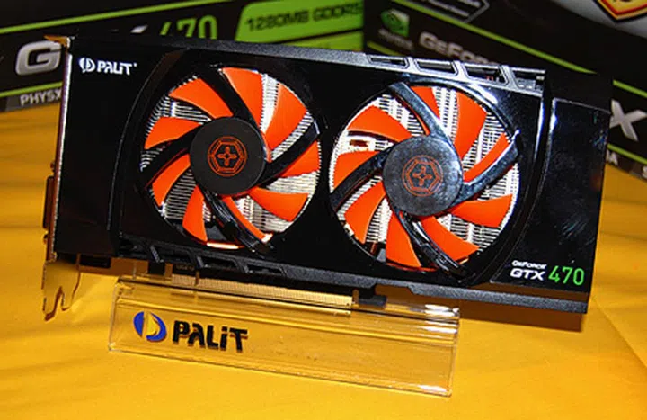 Not to be outdone, Palit's customized GeForce GTX 470 features a dual-fan cooler as well.