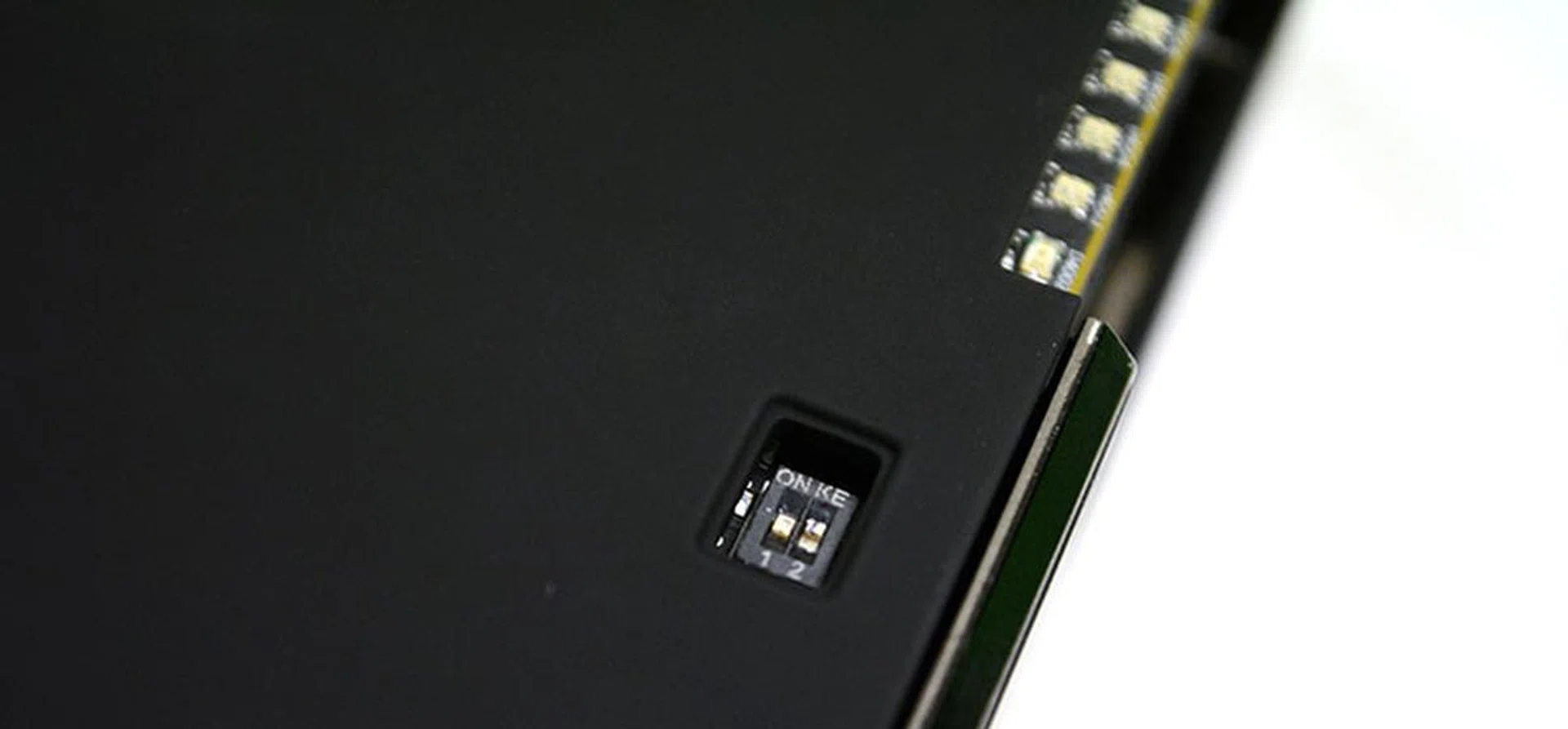 A closer look at the pair of DIP switches.