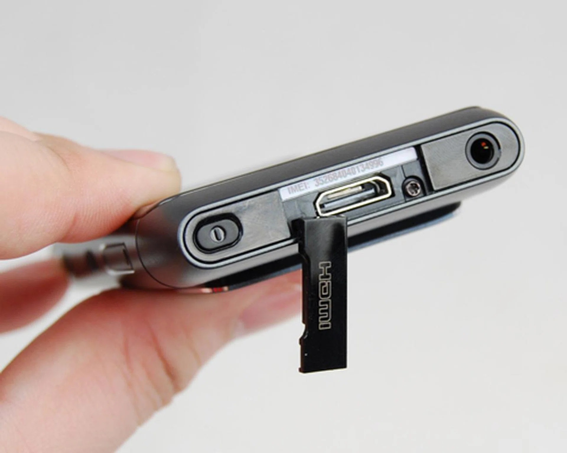 The HDMI-out, located at the top, lets you connect the N8 to a HDTV to enhance your visual experience and treat the device as a media player.