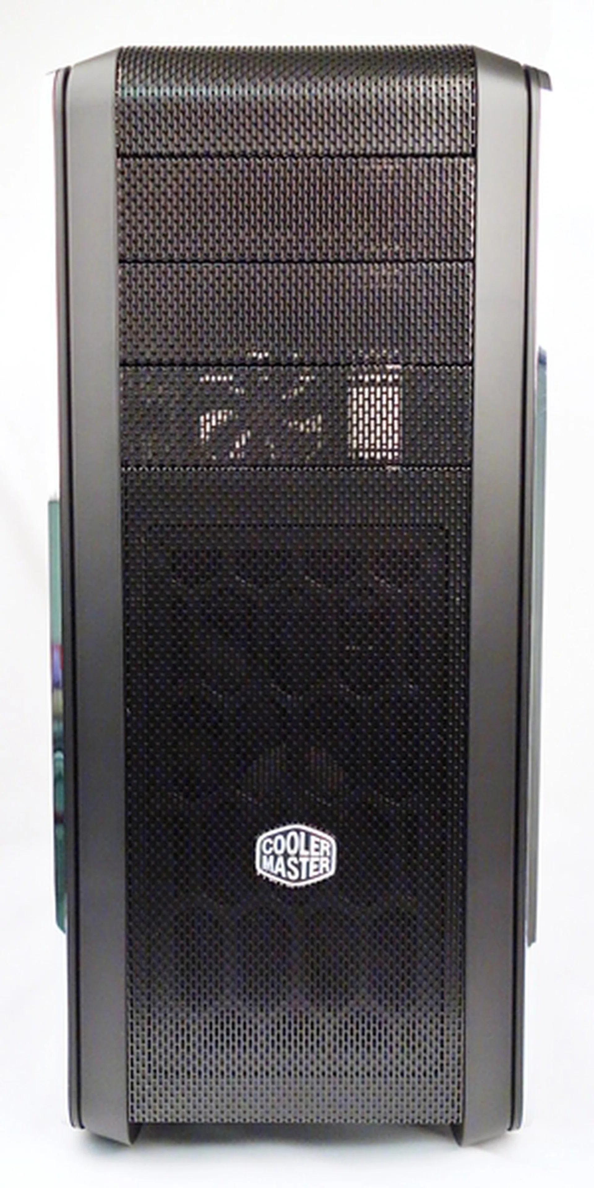 From the front panel, we can see the options to mount up to three 5.25-inch drives.