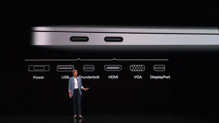 Using adaptors, you can convert the twin Thunderbolt ports to interface with practically anything.