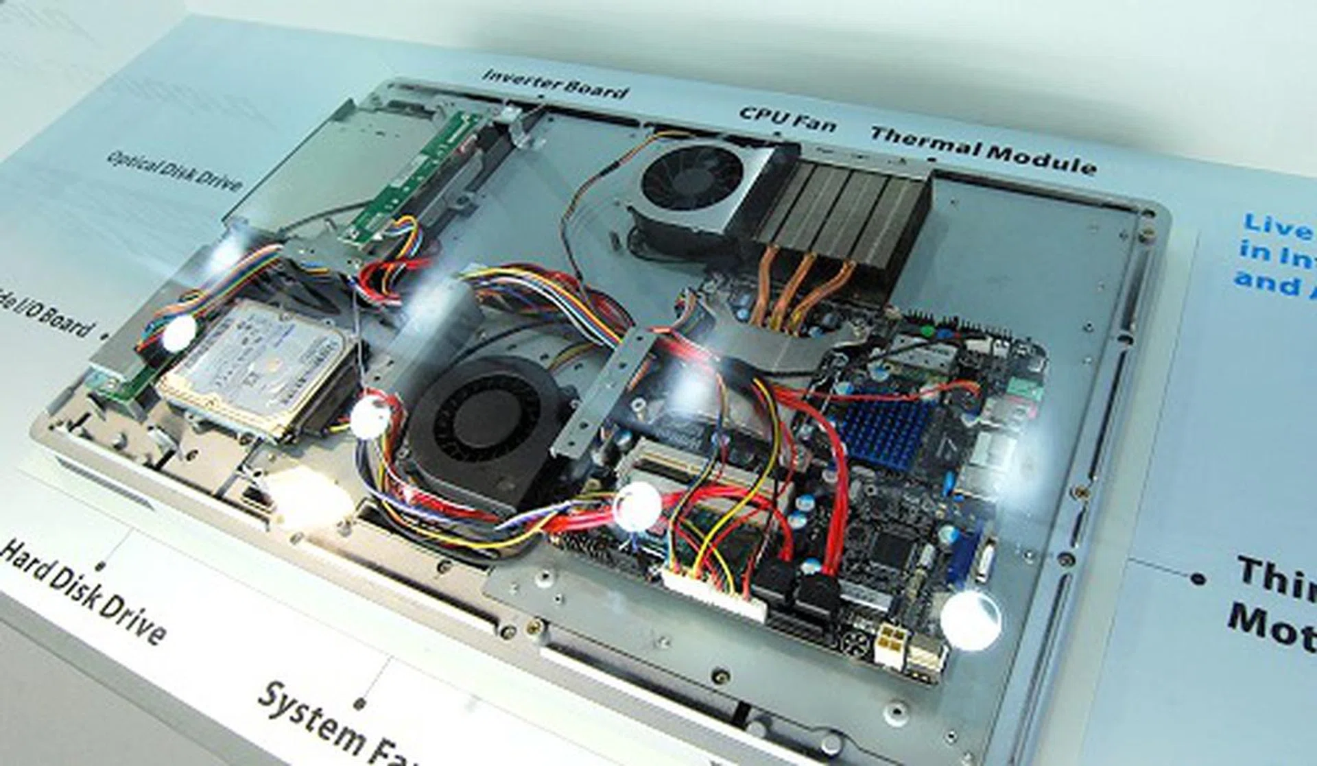 Wibtek was busy highlighting how simple and straightforward DIY AIO PCs can be with a few standard components like a optical and storage drives, cooling modules designed for a certain TDP rating and a corresponding thin Mini-ITX board and its components that don't exceed the TDP rating. Tada! And you have a DIY AIO PC.