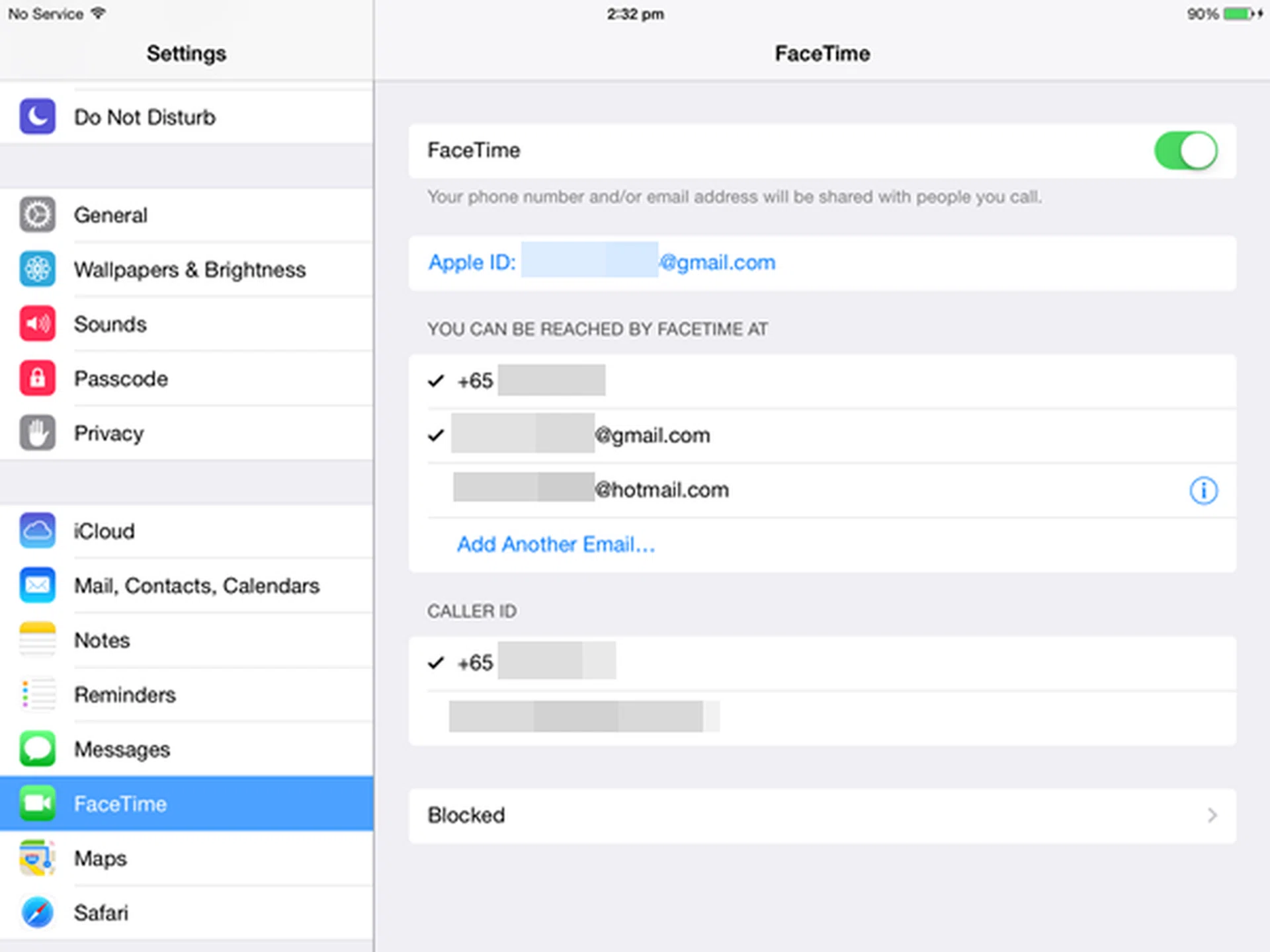 You can set the number or email address at which you can reached by FaceTime on the iPad Mini.