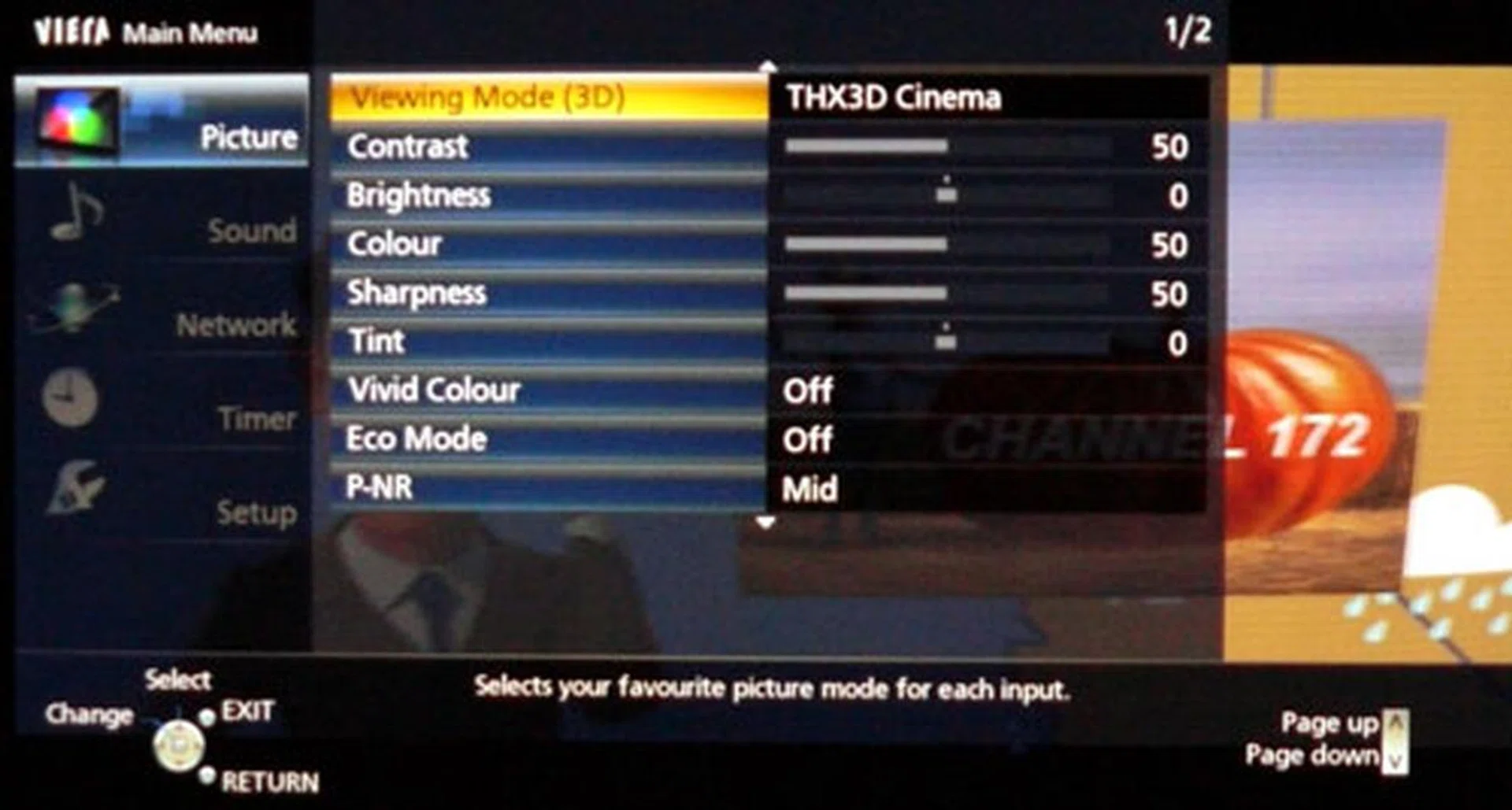 Some of the default picture settings available under the THX 3D Cinema Mode. Colors are a touch warmer than usual, but little tweaks are required if you are finicky with the color details. Just keep in mind that this picture mode was tuned for dark viewing environments.