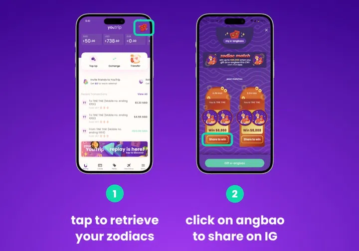 How to retrieve your Zodiac Match. Photo: YouTrip.