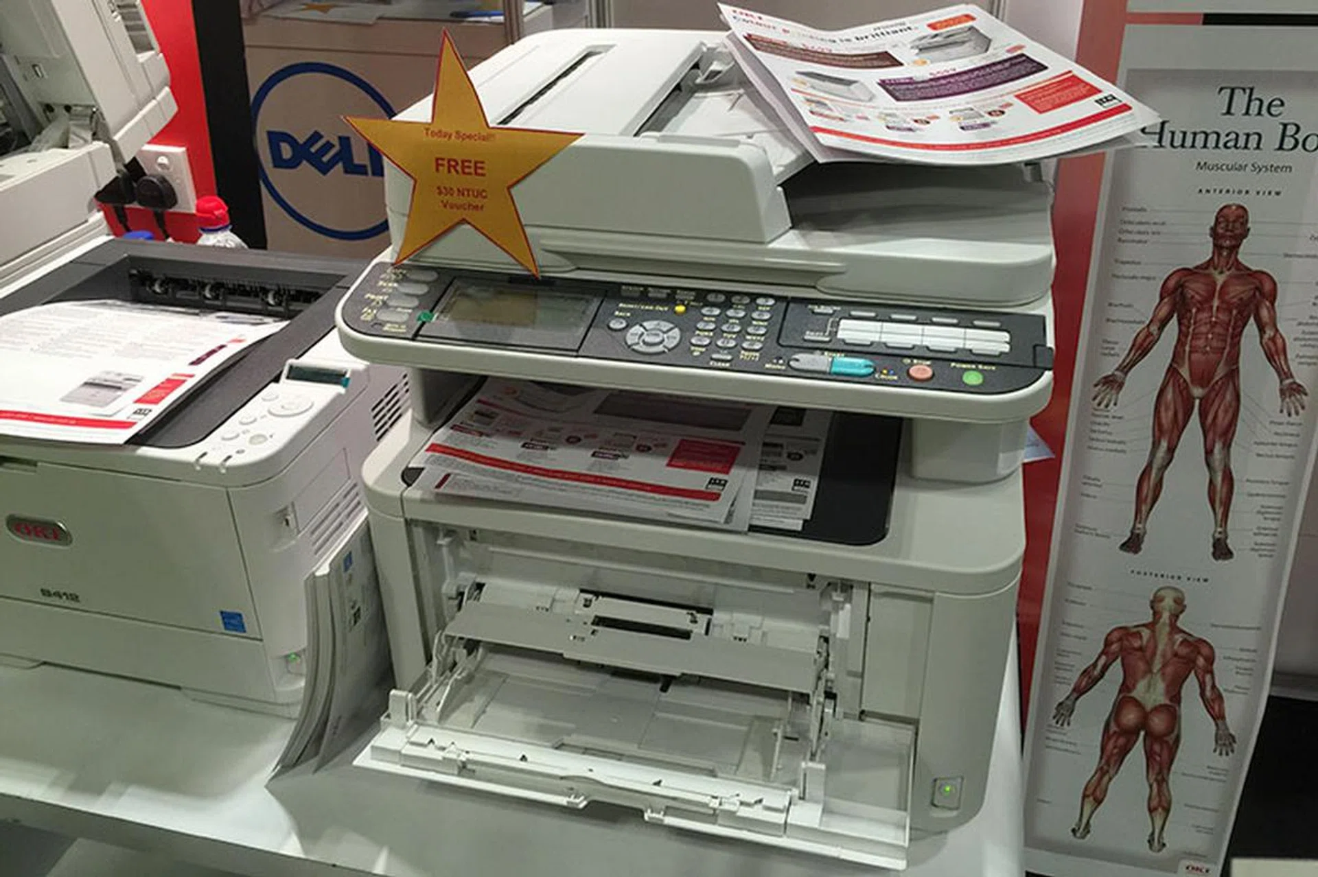 The Oki MB472dnw is a 4-in-1 printer with a 33ppm print speed (mono). It has an onboard QWERTY keypad, is able to directly scan to/print from a USB flash memory stick, and supports both wired and wireless LAN. It can be had for $399.