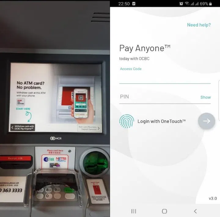 Left: Step 1; Right: Step 2 (Image source: OCBC Bank)