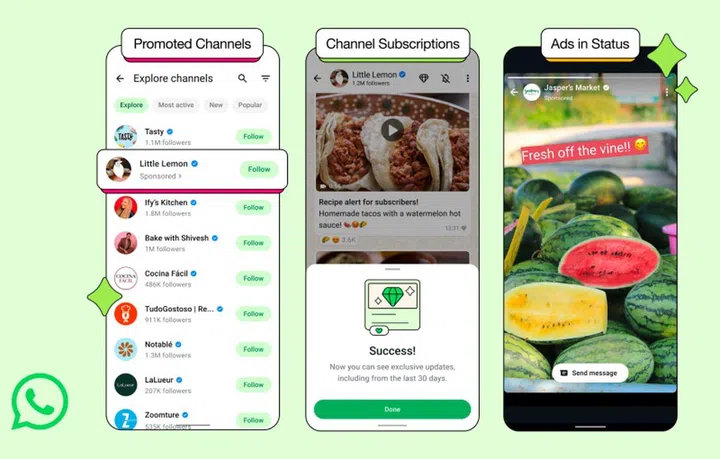The three ad features aim to help organsiations and businesses grow on WhatsApp. Photo: WhatsApp