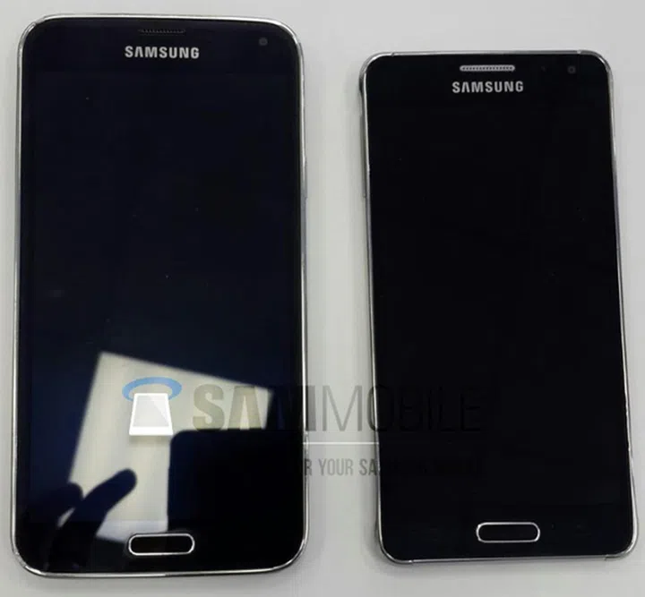 The Samsung Galaxy Alpha (right) is believed to be one of the two upcoming high-end phones. <br> Image source: SamMobile