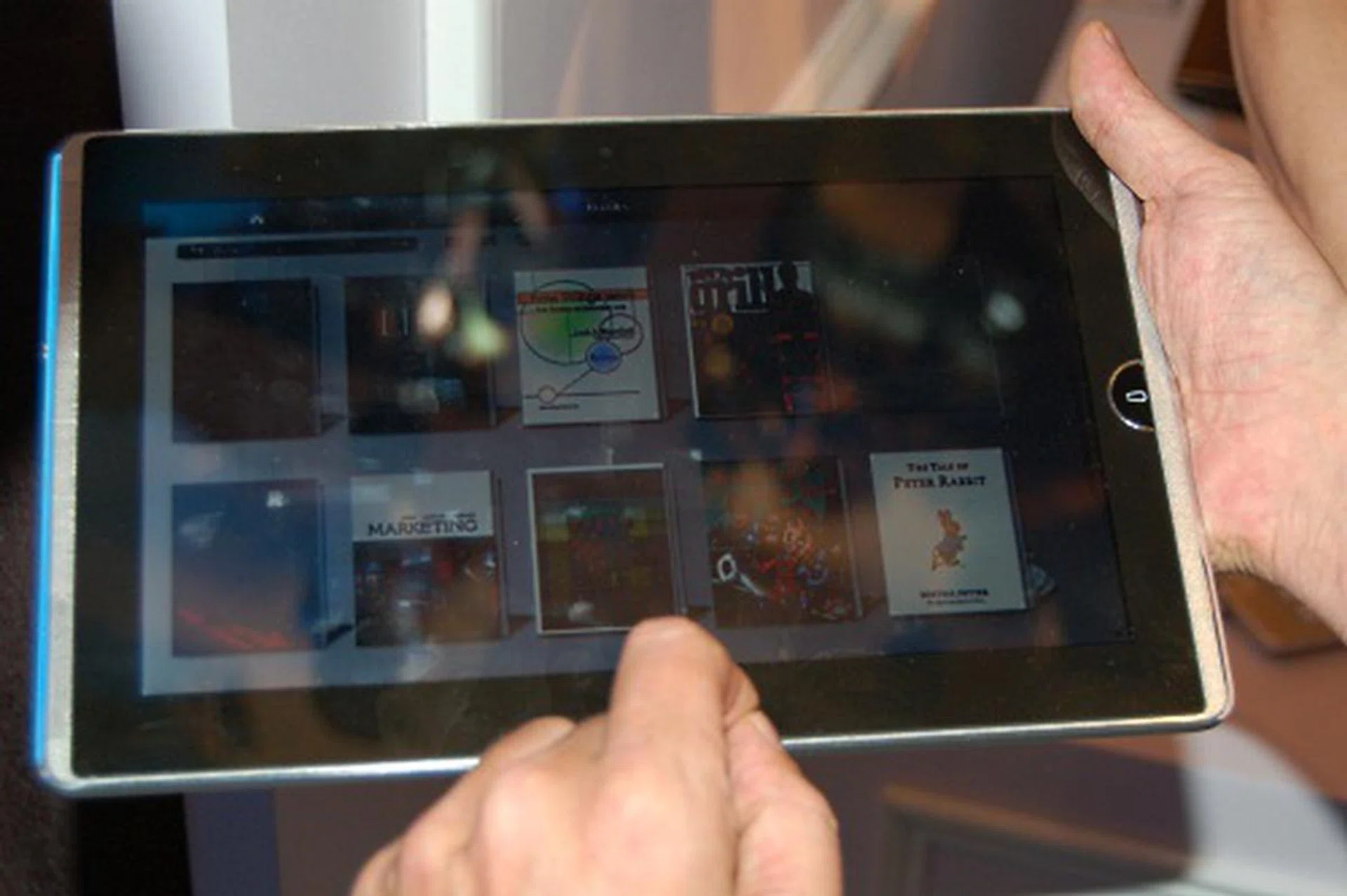 This appears to be an e-book library app with the covers of the books. 