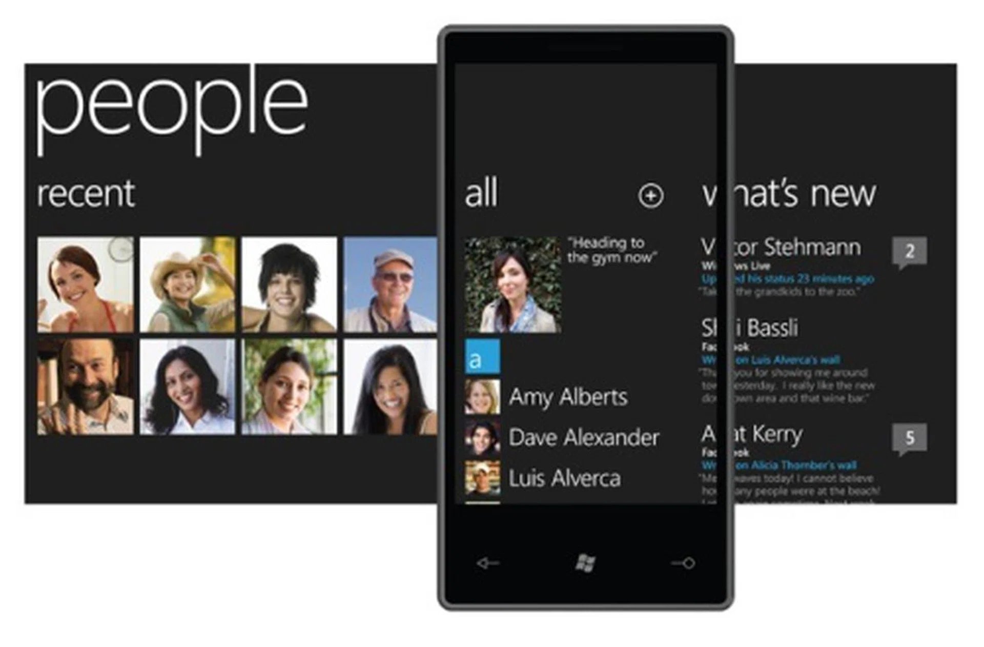 People hub - full integration of your contacts across social networking sites.