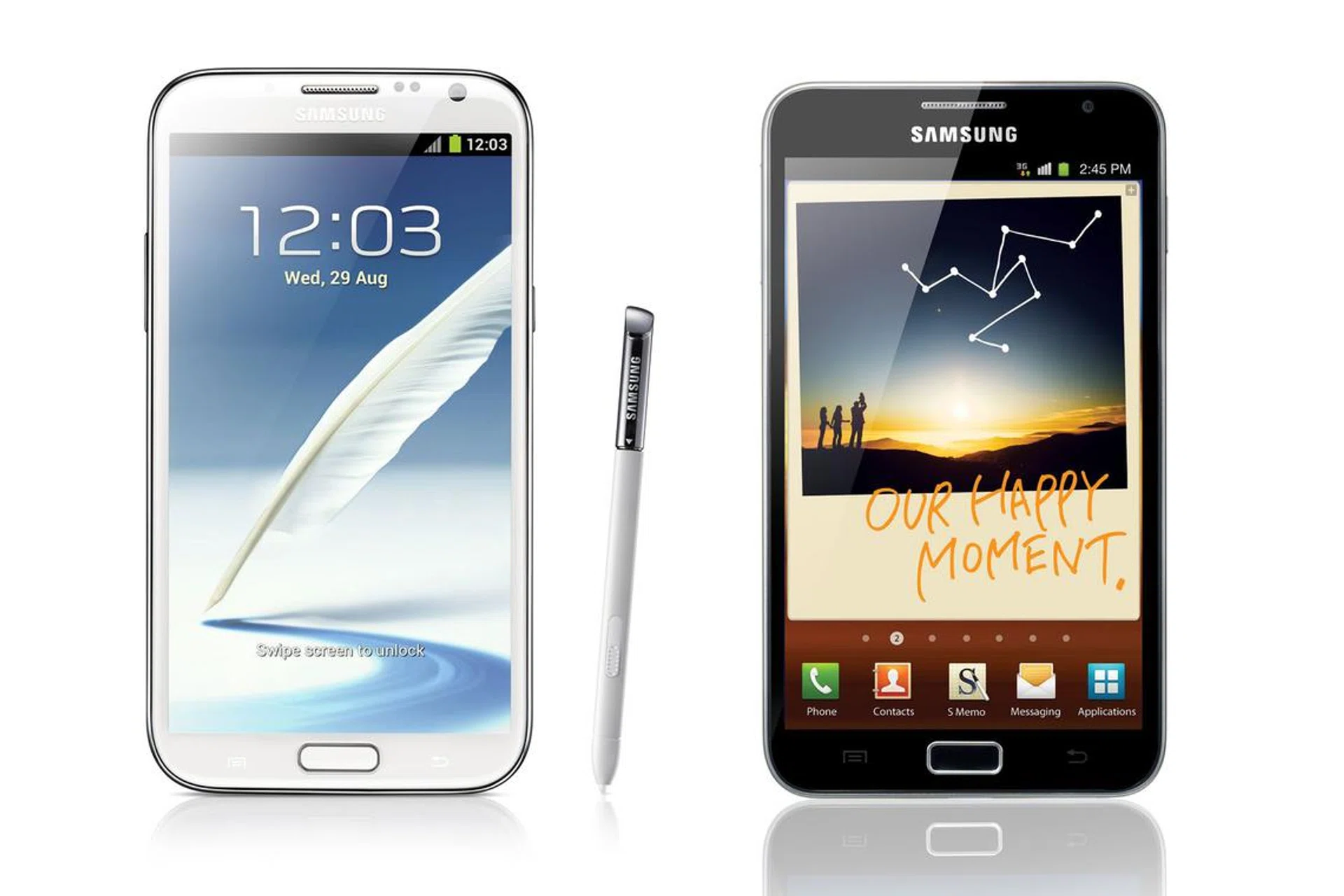 The Samsung Galaxy Note II and Galaxy Note I.