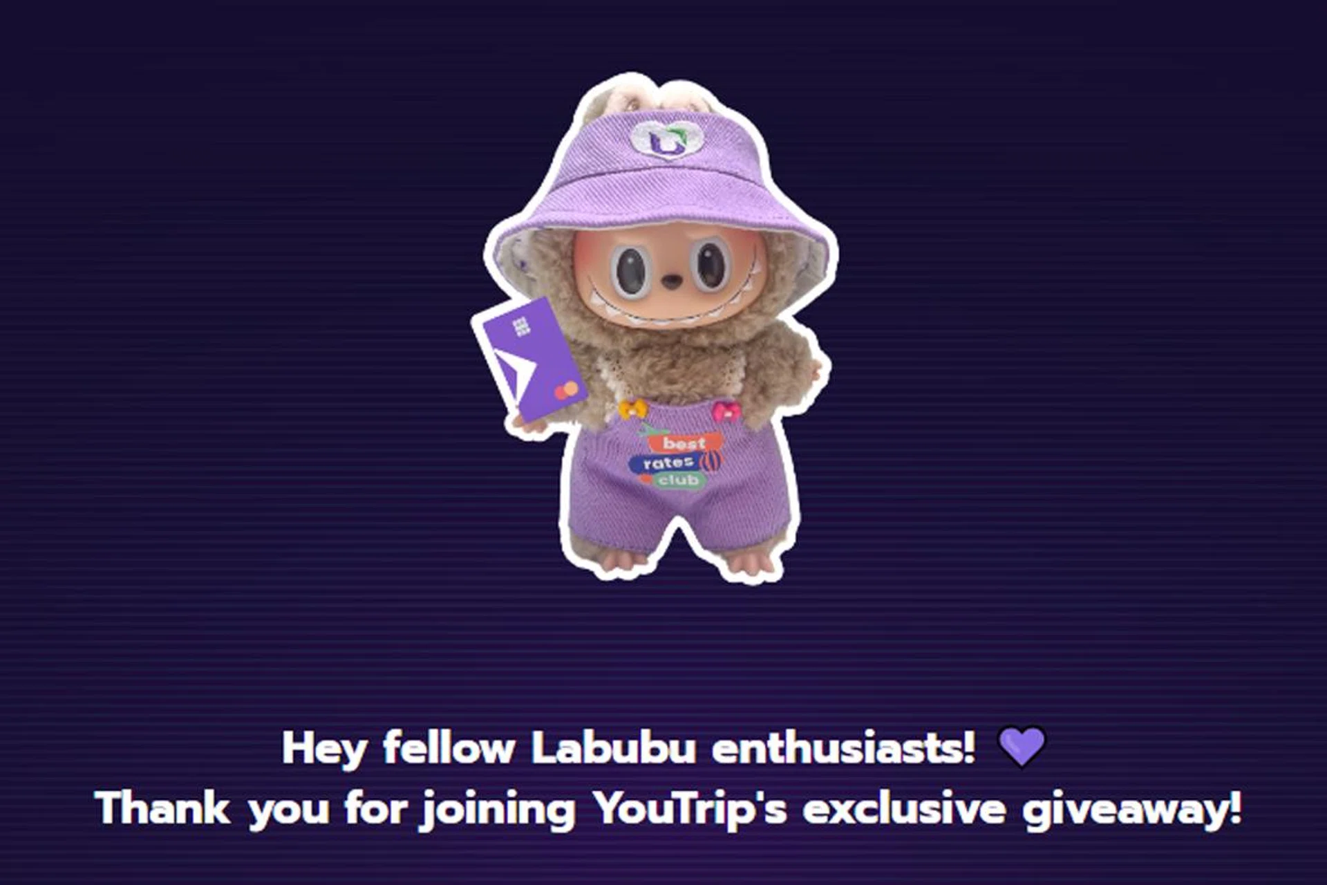 YouTrip's giveaway for 100 sets of the YouTrip explorer outfit, designed for Labubu plushies. Image: YouTrip.
