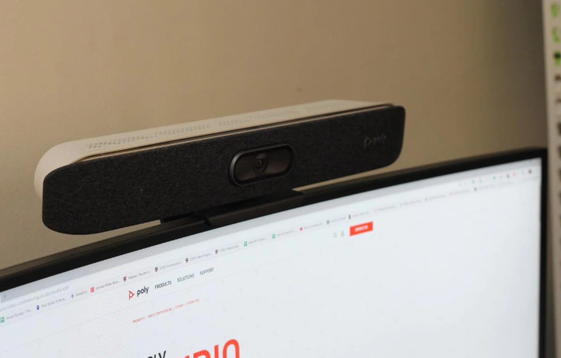 The Studio X30 can sit comfortably on top of a computer monitor if you’re using it in a home office. 