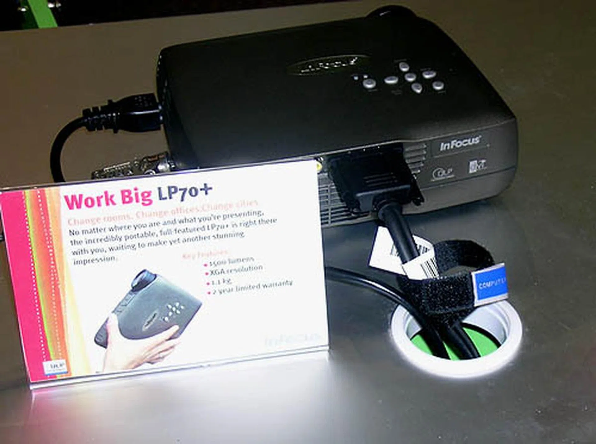 A very portable projector at only 1.1kg, the InFocus LP70+ is powerful despite its size, with a 1500 ANSI Lumens lamp.