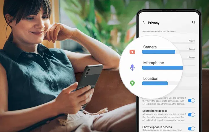 Samsung One UI 4 privacy features.