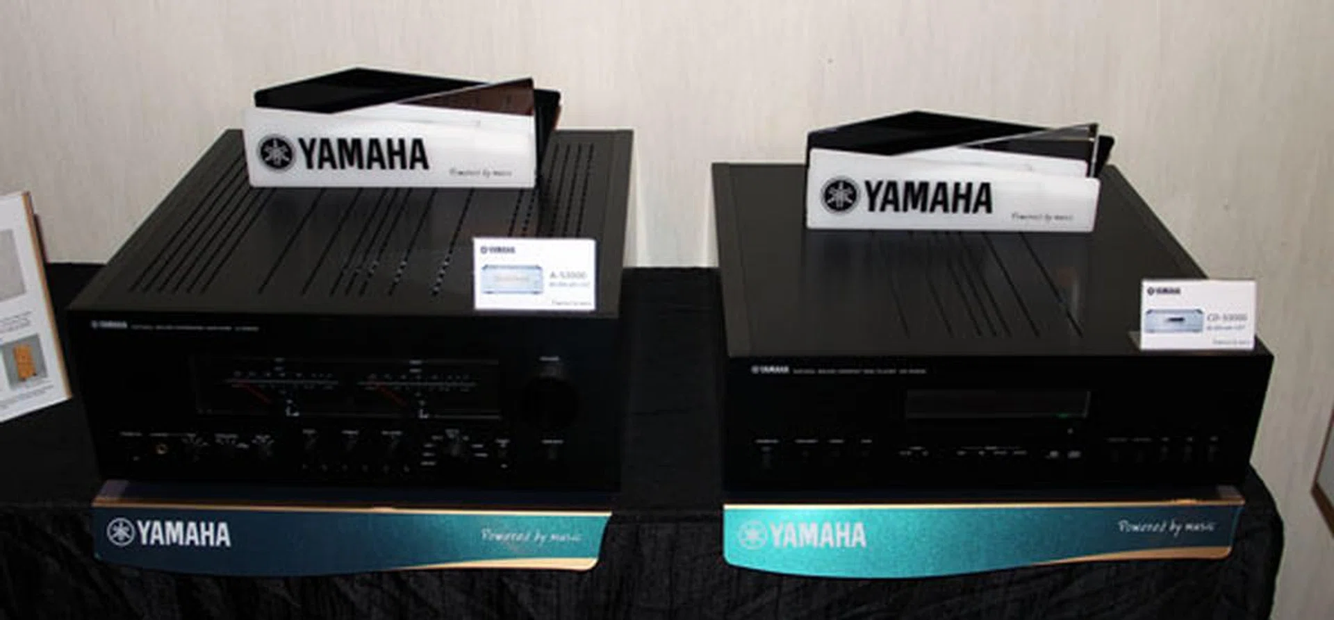The two new S3000 products are featured in this shot. The A-S3000 amplifier can be seen on the left while the CD-S3000 CD player is featured on the right.