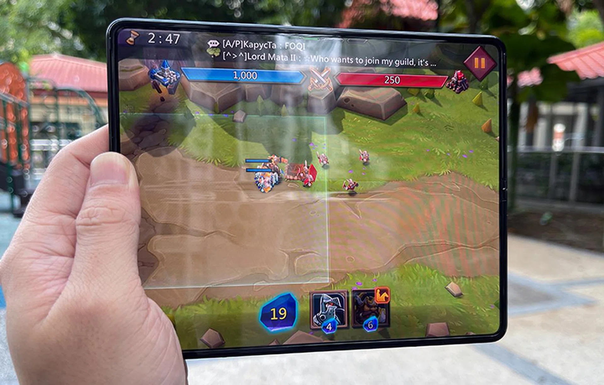 Under-display camera is to the left, if you're still looking for it.