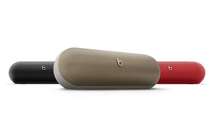 The new Beats Pill comes in three colours. Image source: Apple. 