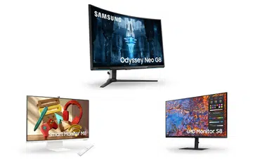 These are the three different monitors launching at CES 2022. Image source: Samsung. 