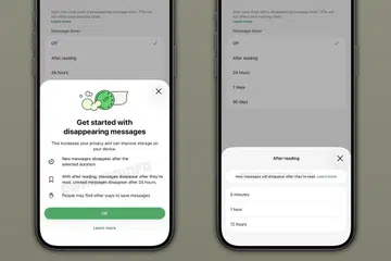 The purported “disappearing messages” interface on WhatsApp