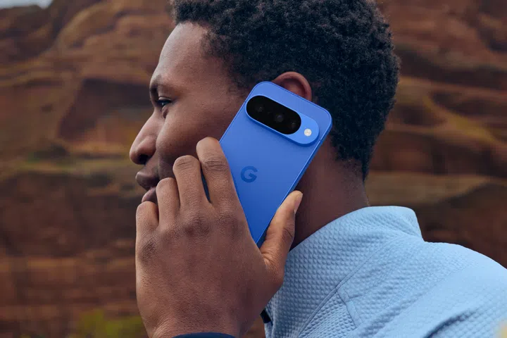 Google Pixel 10 in Indigo.