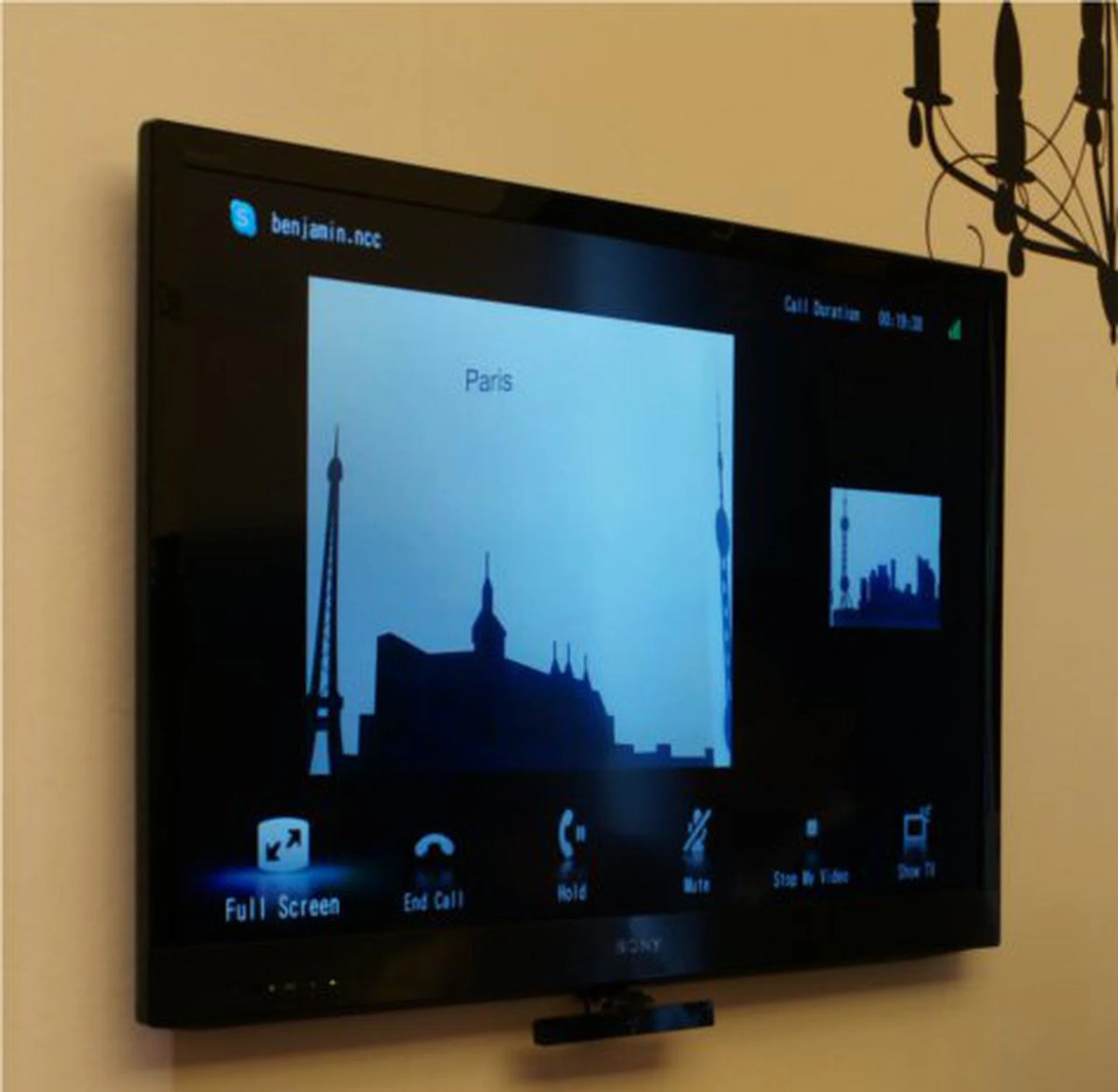 Sony was demoing the Skype capabilities of their new BRAVIA TVs.