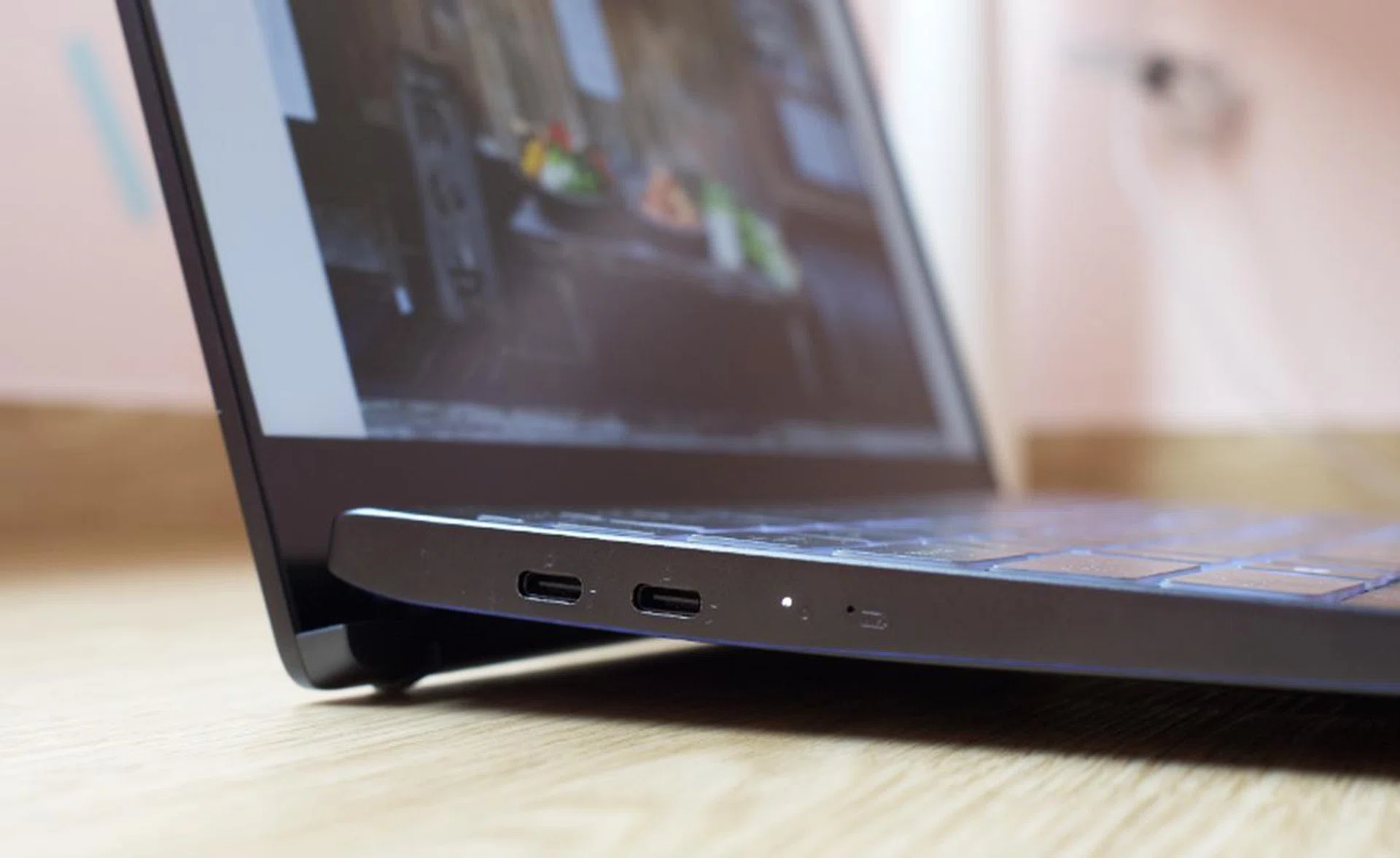 There's two USB-C Thunderbolt 4 ports on the left.
