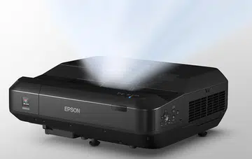 Epson says the EH-LS100 is the world’s first ultra-short-throw 3LCD laser projector for home use. (Image source: Epson.)