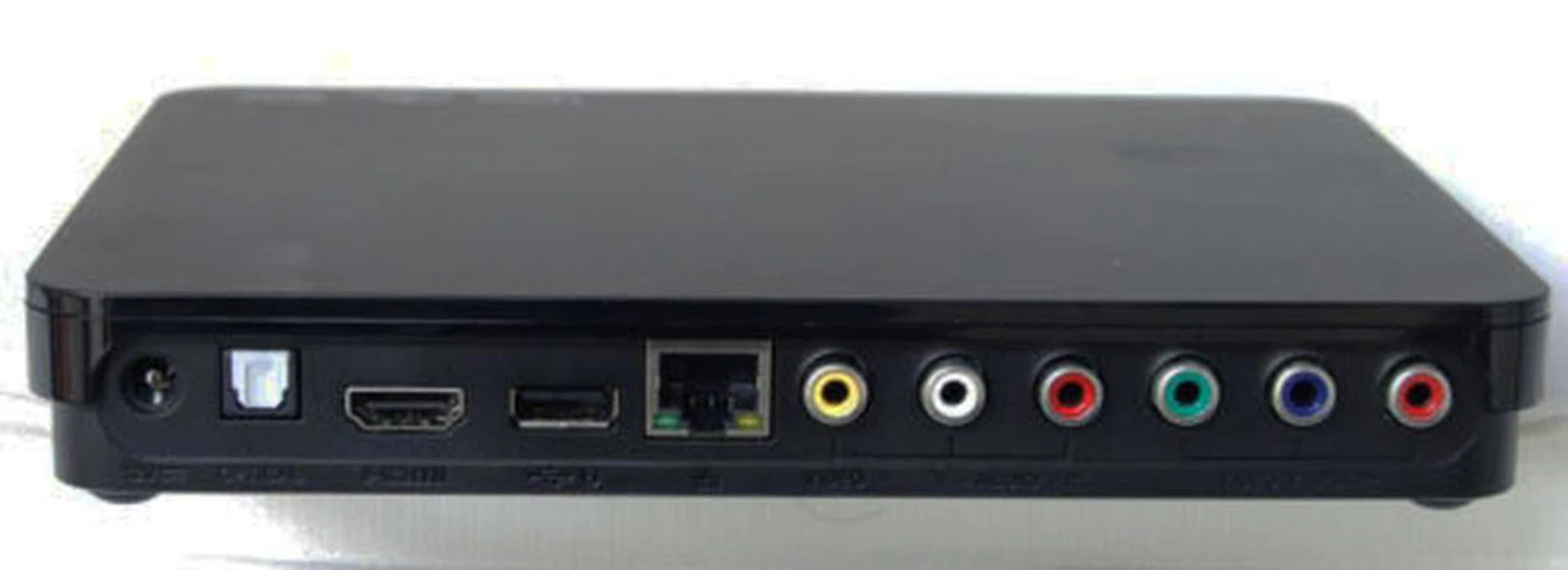 The list of I/O at the rear includes HDMI, USB, Gigabit Ethernet port, composite and component jacks.